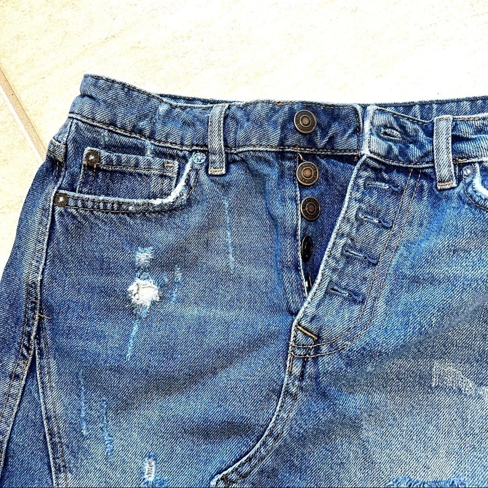 We The Free Blue Distressed Mini Skirt - Picture 2 of 8